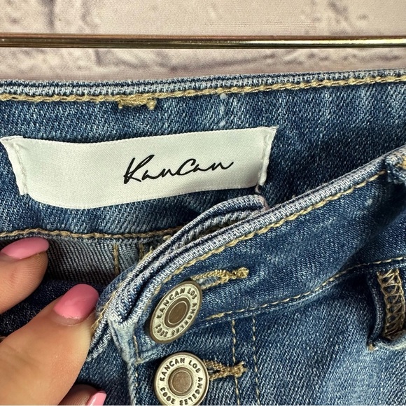 KanCan button fly denim Jean Shorts Distressed cotton blend stretch sz large - Picture 2 of 8